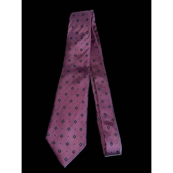 Christian Dior Purple Italian Silk Tie Geometric Mid Century Pattern Vintage - Picture 13 of 16